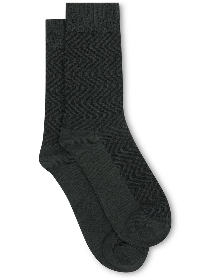 Zigzag Textured Bamboo Sock in Forest image 1