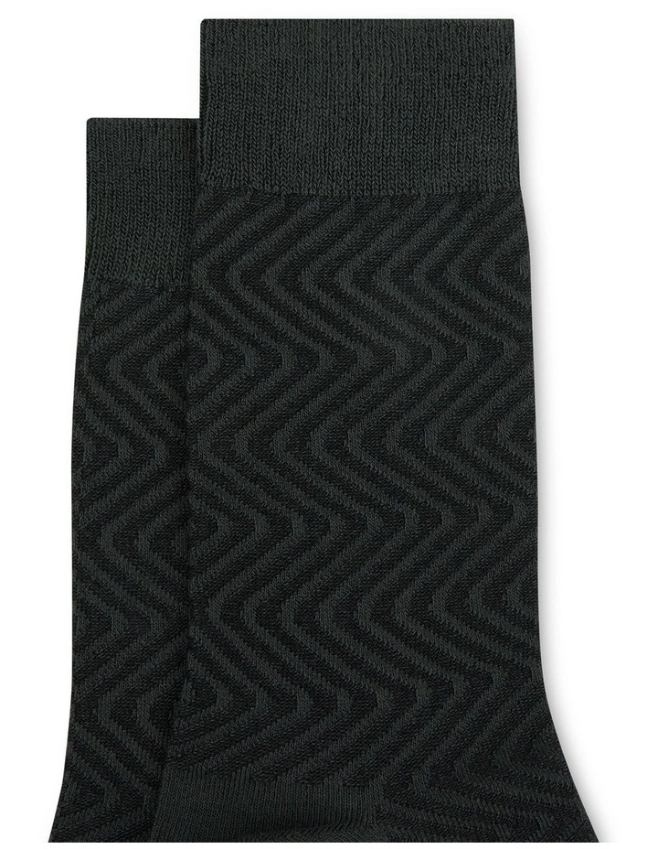 Zigzag Textured Bamboo Sock in Forest image 2