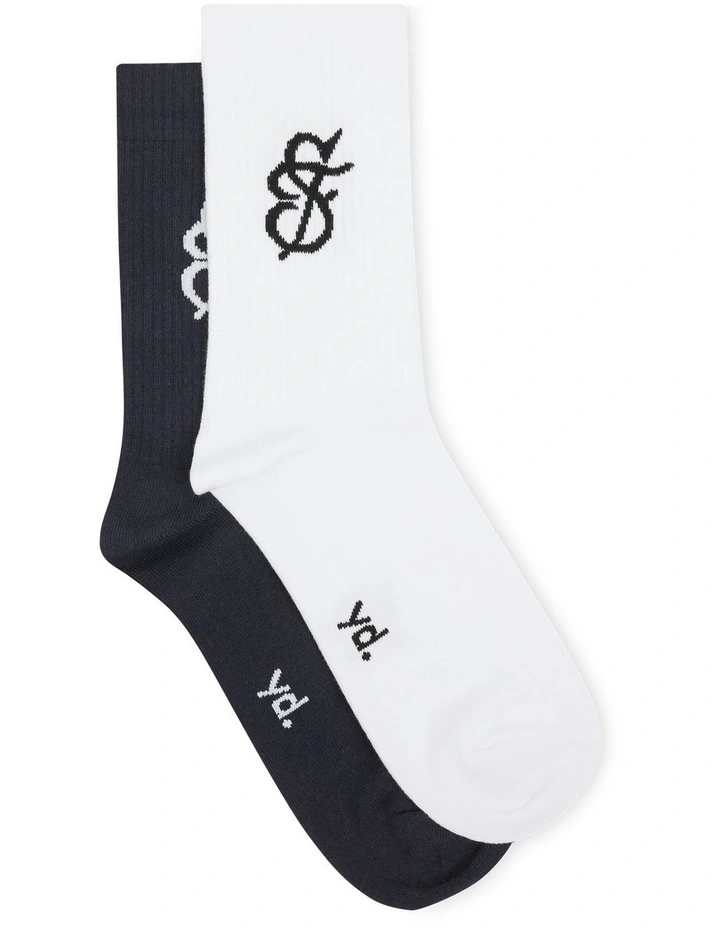 Logo Ribbed 2 Pack Socks in Assorted image 1