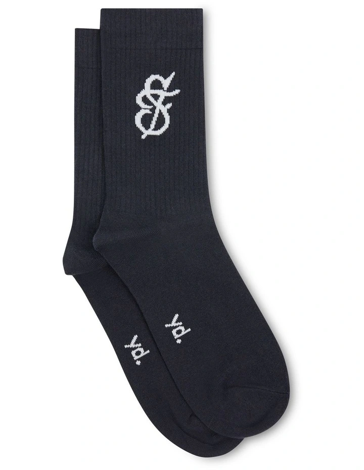 Logo Ribbed 2 Pack Socks in Assorted image 3