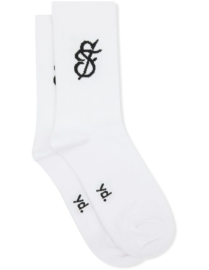 Logo Ribbed 2 Pack Socks in Assorted image 4