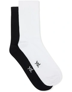 Classic Ribbed 2 Pack Socks in Assorted
