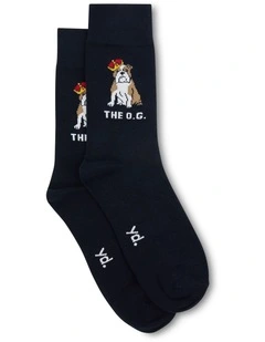 Original Pun Sock in Navy