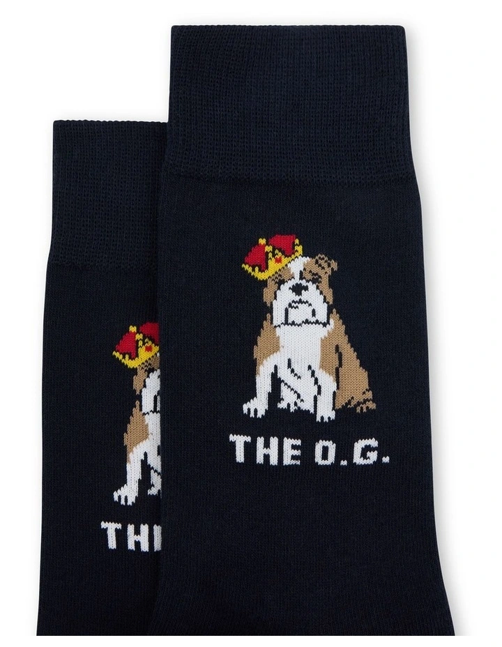 Original Pun Sock in Navy image 2