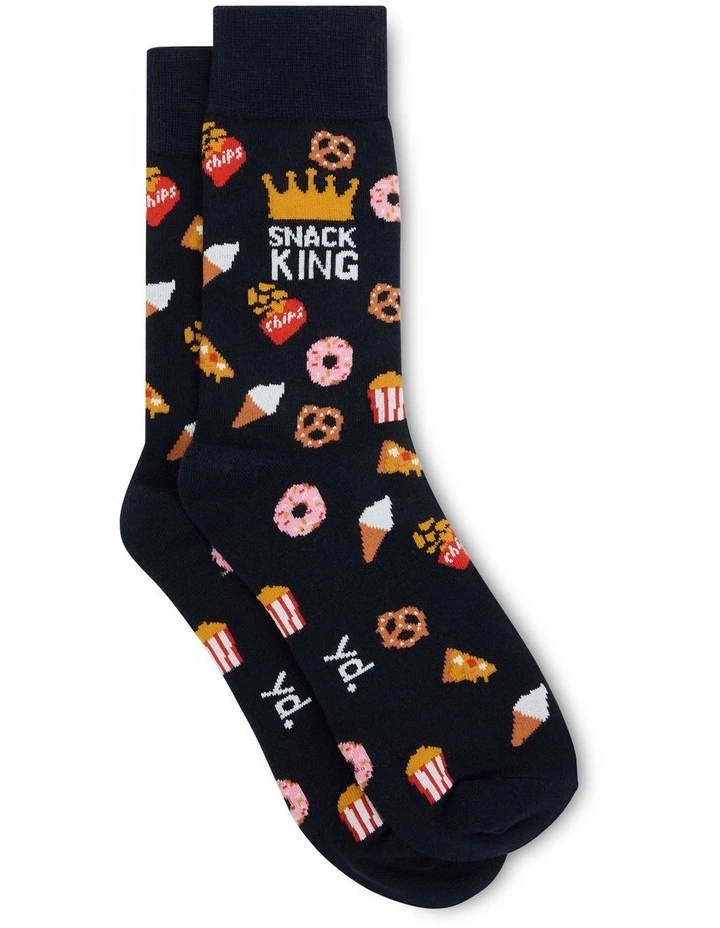 Snack Pun Sock in Navy image 1