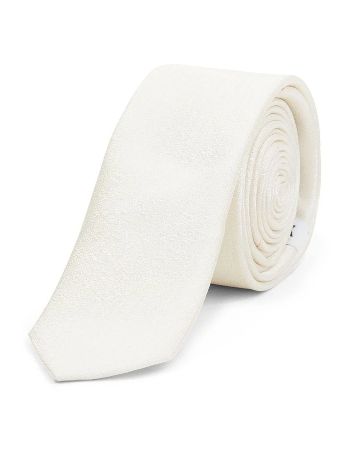 Premium Silk Textured 5 Cm Tie in Off White image 1