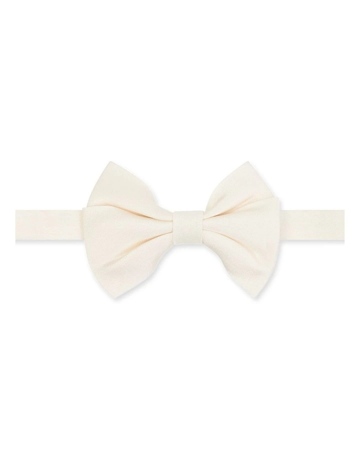 Premium Silk Textured Bow Tie in Off White image 1