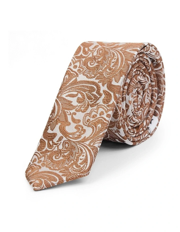 Kaly Floral 5 Cm Tie in Caramel image 1