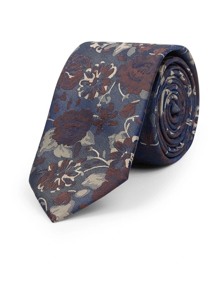 Tinos Floral 6.5 Cm Tie in Rust image 1