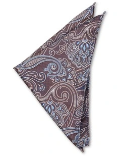 Kea Paisley Pocket Square in Rust