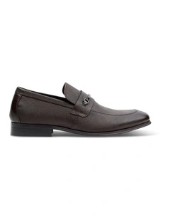 Riccardo Textured Leather Loafer in Dark Chocolate