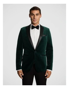 Milan Velvet Tuxedo Jacket in Forest