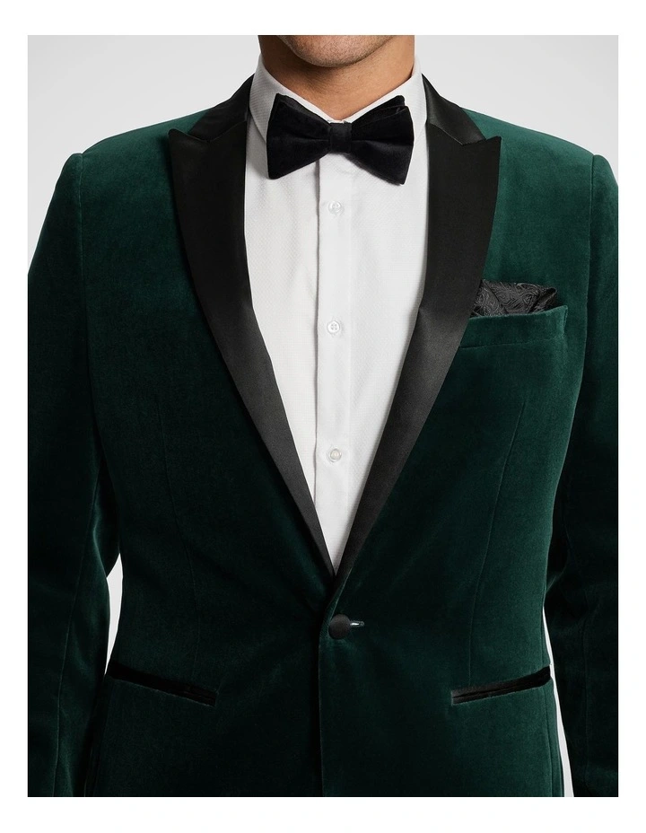 Milan Velvet Tuxedo Jacket in Forest image 2
