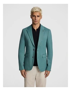 Piers Knitted Slim Fit Blazer in Teal