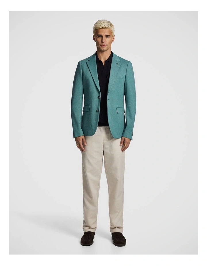 Piers Knitted Slim Fit Blazer in Teal image 2