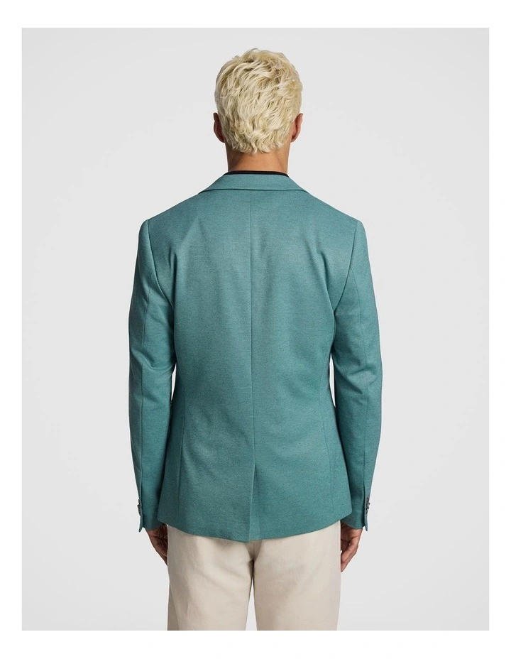 Piers Knitted Slim Fit Blazer in Teal image 3