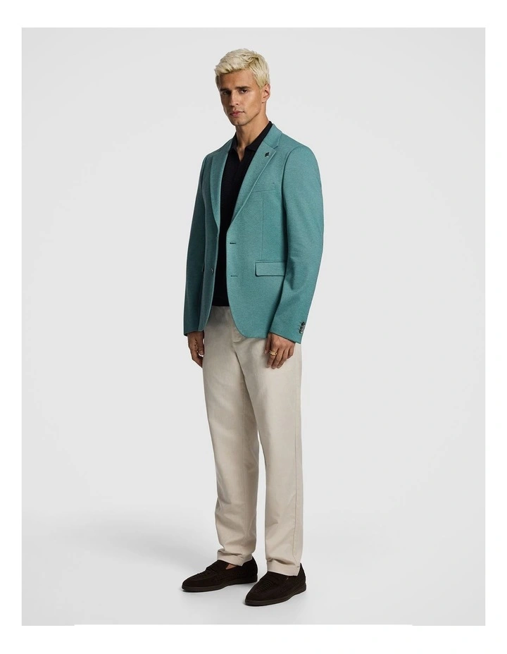 Piers Knitted Slim Fit Blazer in Teal image 4