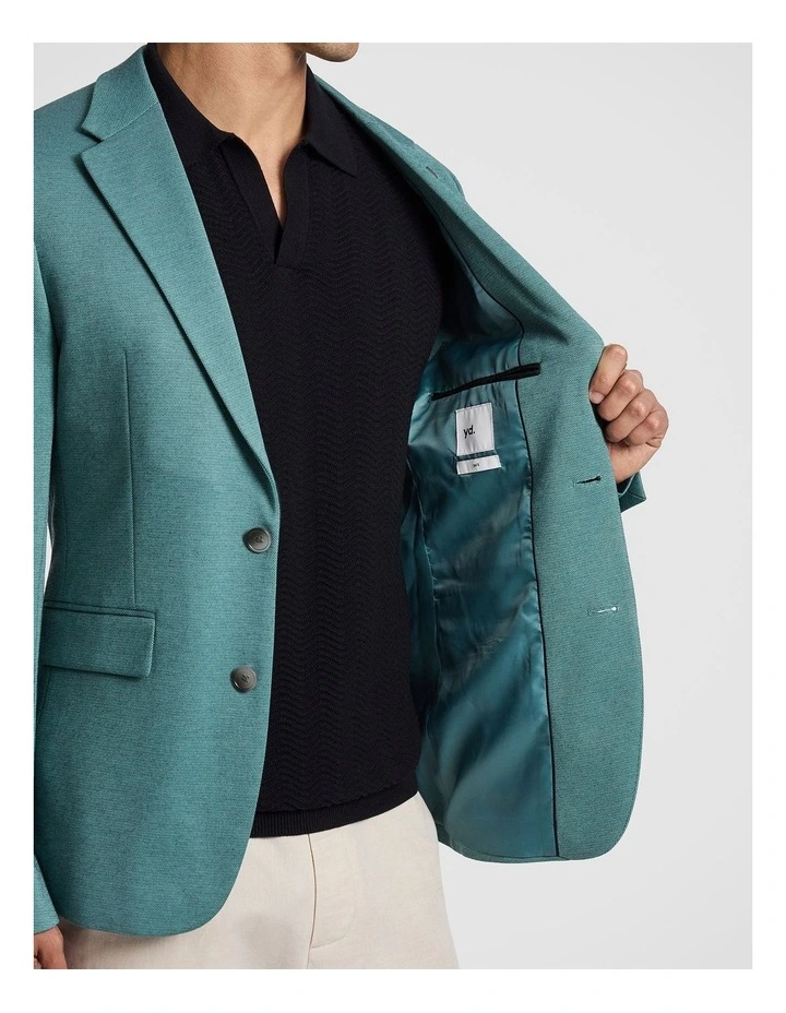 Piers Knitted Slim Fit Blazer in Teal image 5