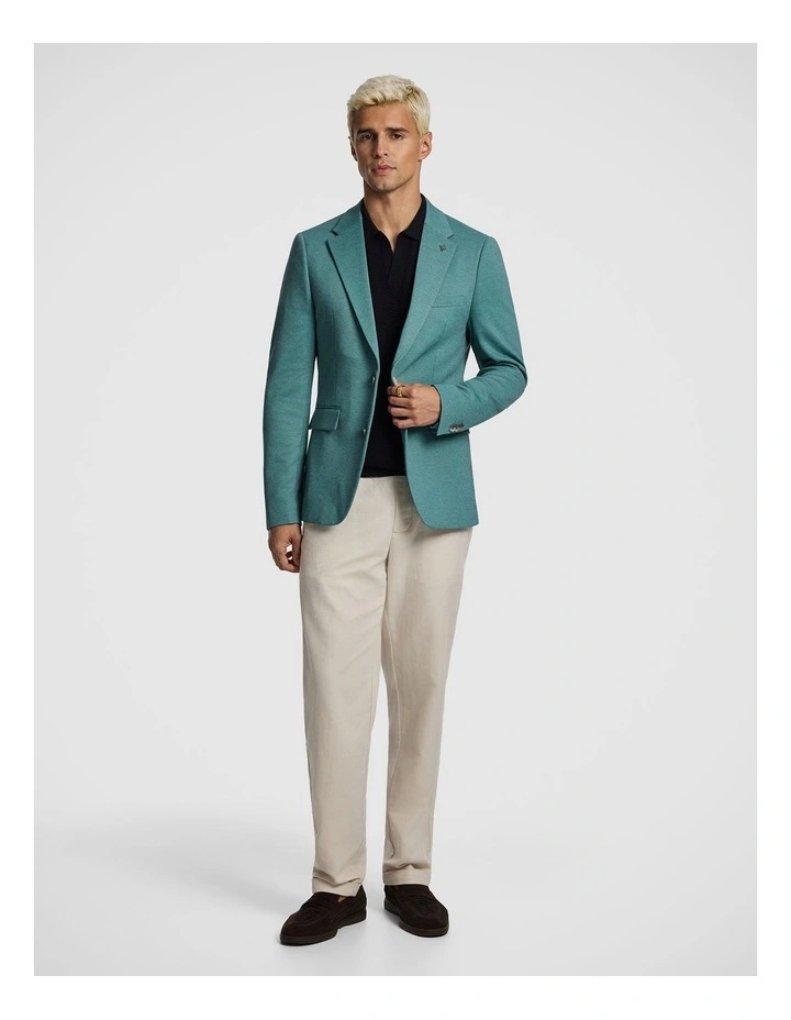 Piers Knitted Slim Fit Blazer in Teal image 6