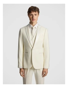 Amalfi Wool Blend Tux Blazer in Off White