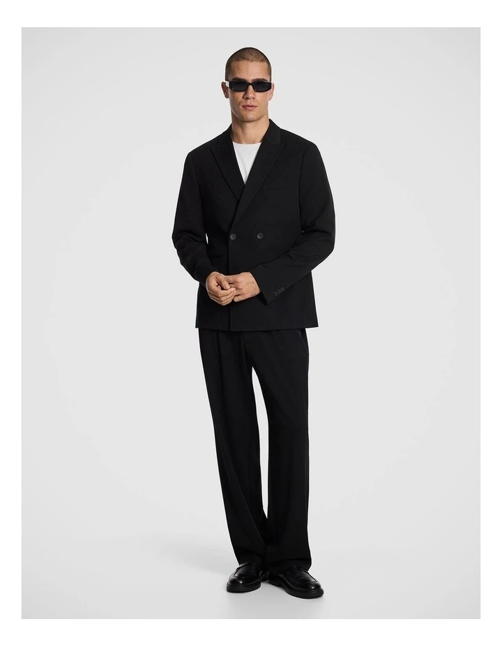 Brooks Double Breasted Relaxed Blazer in Black image 7