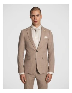 Cash Wool Blend Slim Suit Jacket in Latte