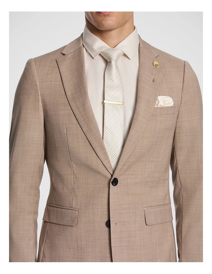 Cash Wool Blend Slim Suit Jacket in Latte image 3