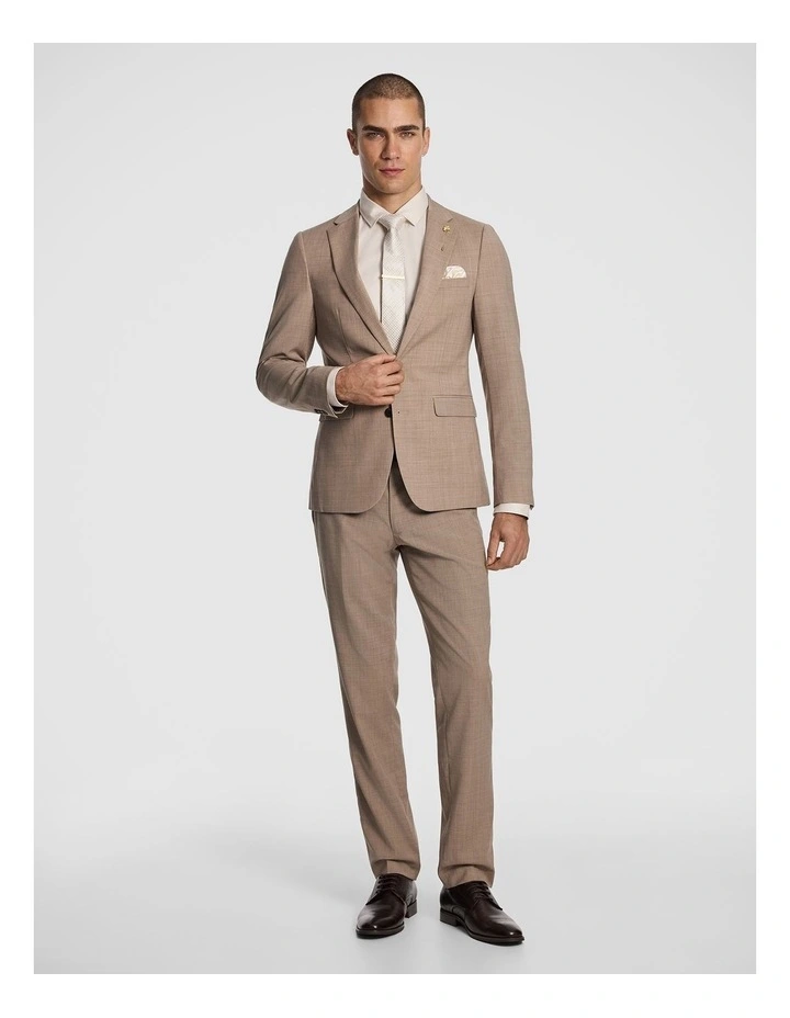 Cash Wool Blend Slim Suit Jacket in Latte image 6