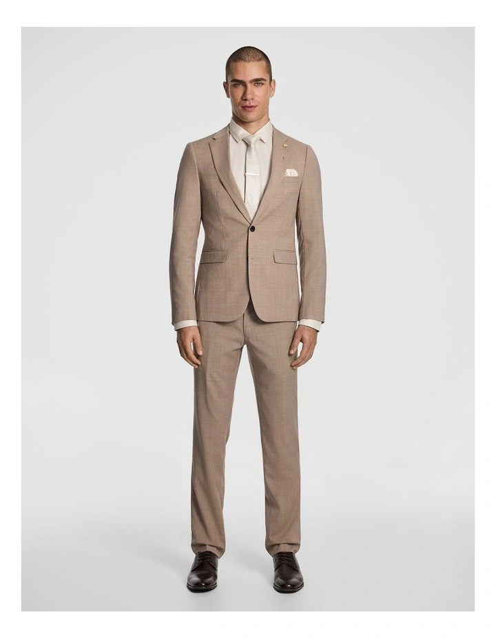 Cash Wool Blend Slim Suit Jacket in Latte image 7