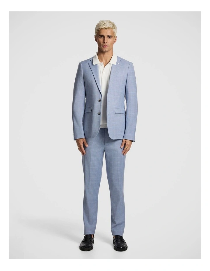Pembroke Slim Check Suit Jacket in Light Blue image 2