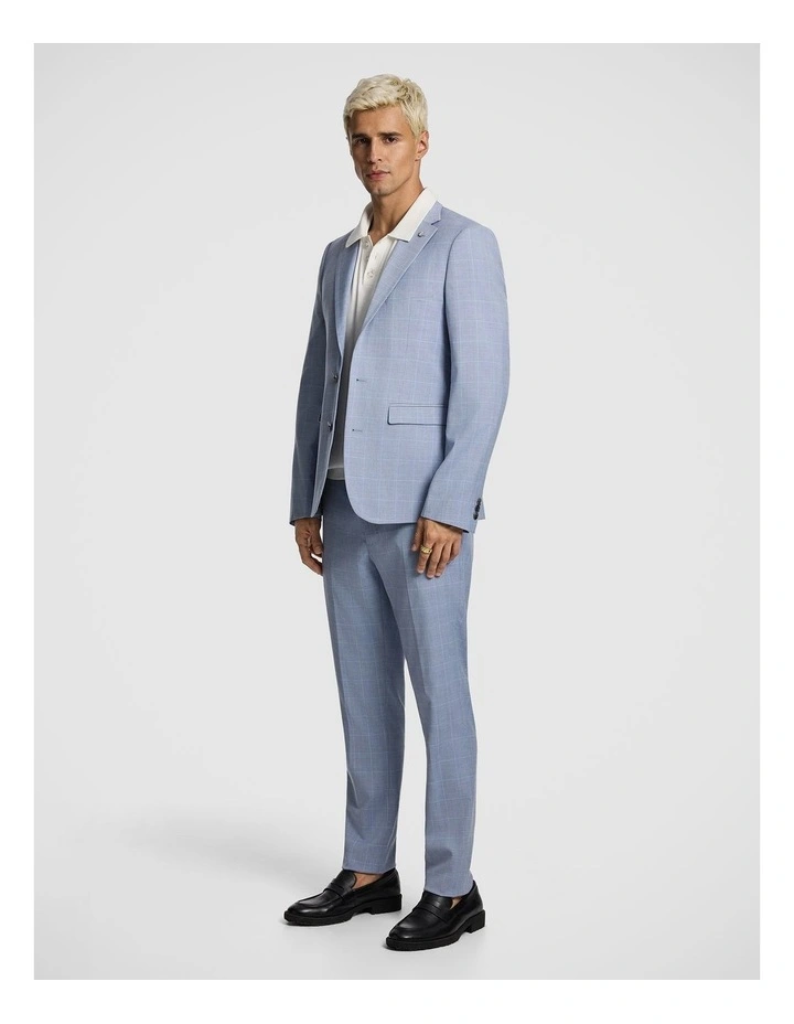 Pembroke Slim Check Suit Jacket in Light Blue image 4