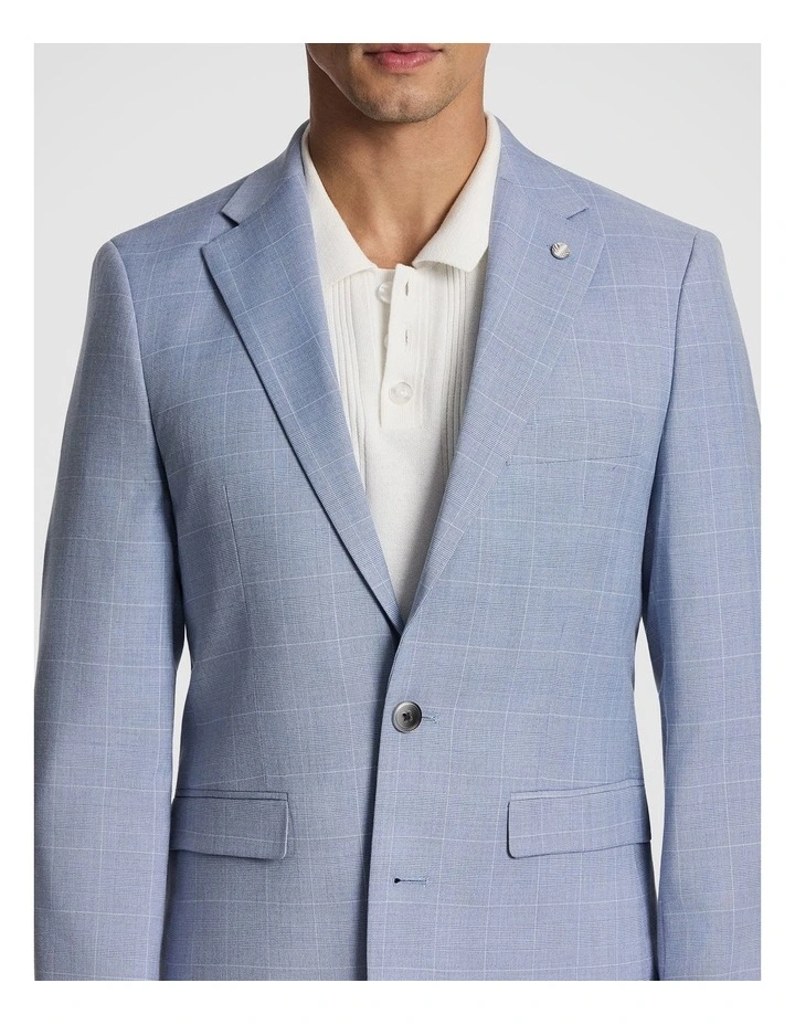 Pembroke Slim Check Suit Jacket in Light Blue image 5