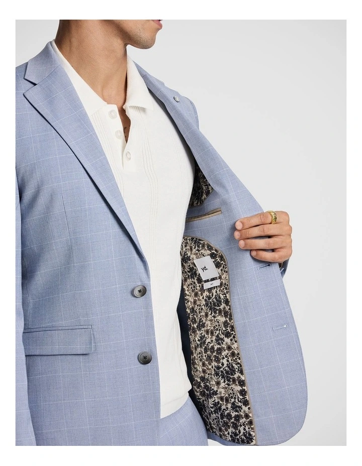 Pembroke Slim Check Suit Jacket in Light Blue image 6
