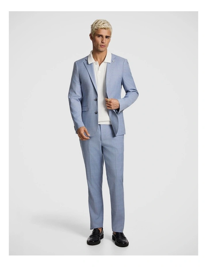 Pembroke Slim Check Suit Jacket in Light Blue image 7