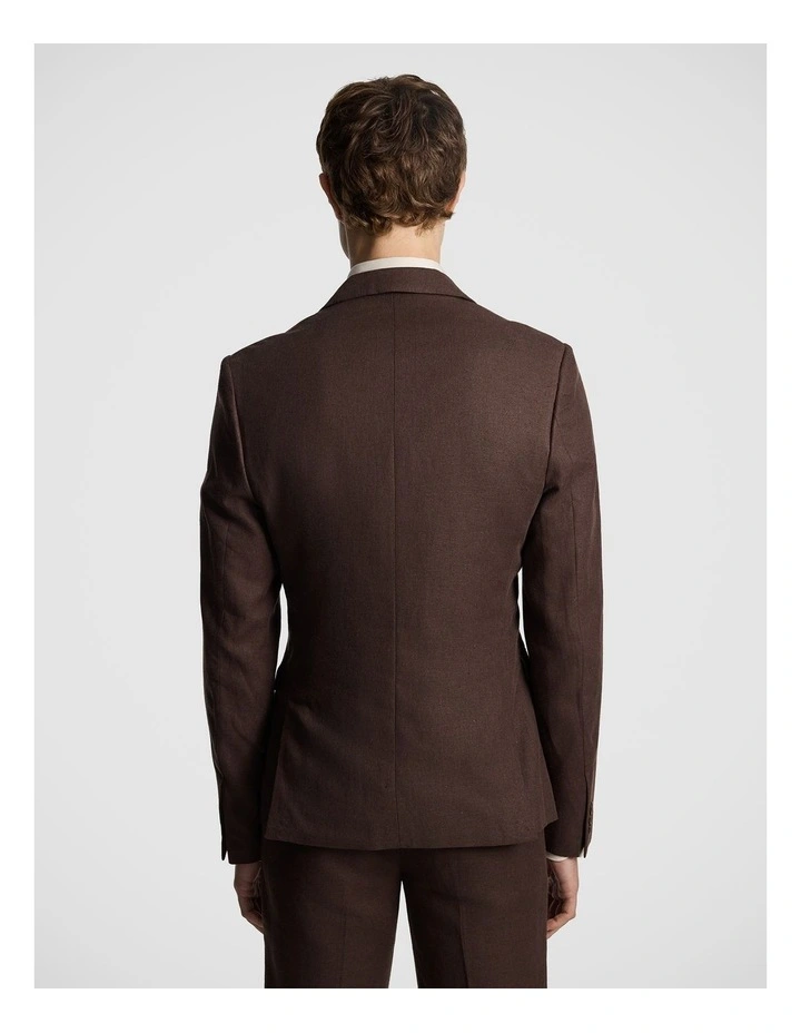 Santos Linen Blend Double Breasted Suit Jacket in Chocolate image 3