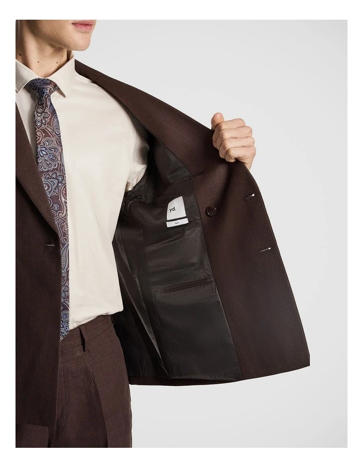 Santos Linen Blend Double Breasted Suit Jacket in Chocolate image 4