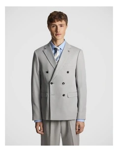 Odin Relaxed Fit Double Breasted Suit Jacket in Stone