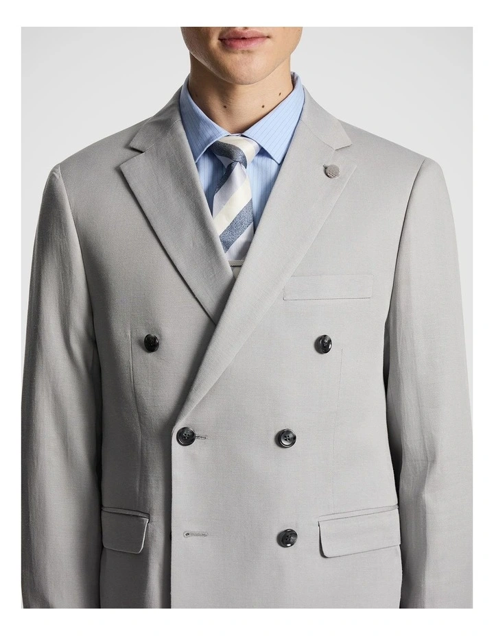 Odin Relaxed Fit Double Breasted Suit Jacket in Stone image 2