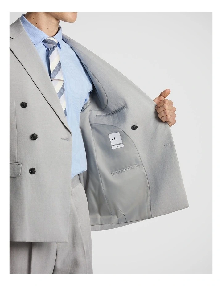 Odin Relaxed Fit Double Breasted Suit Jacket in Stone image 4