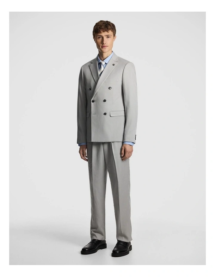Odin Relaxed Fit Double Breasted Suit Jacket in Stone image 5