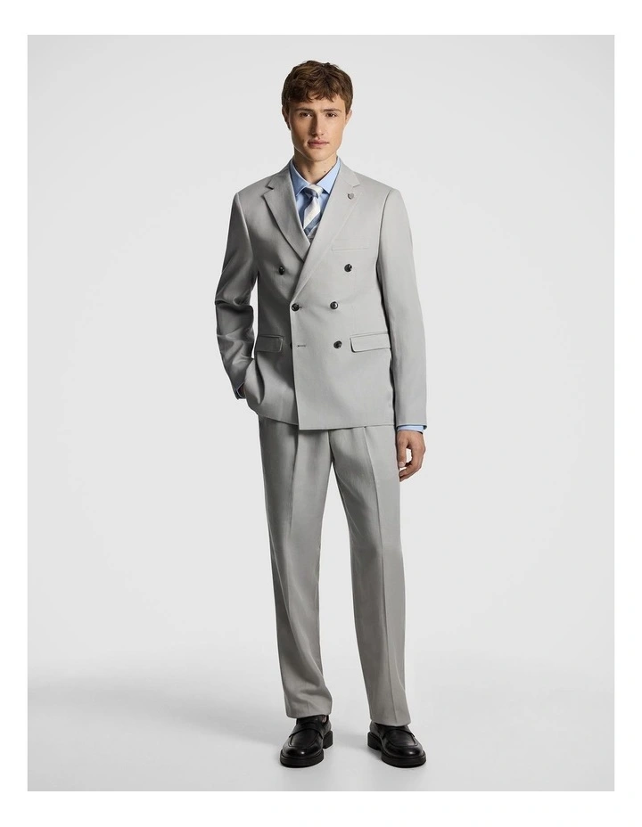 Odin Relaxed Fit Double Breasted Suit Jacket in Stone image 6