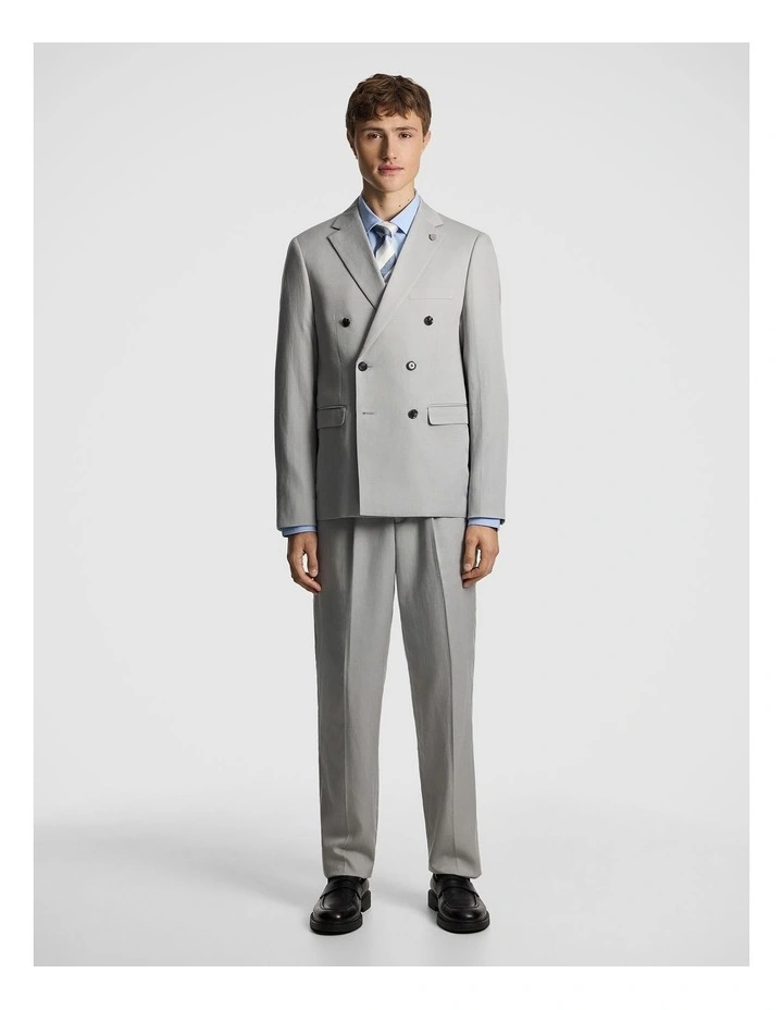 Odin Relaxed Fit Double Breasted Suit Jacket in Stone image 7