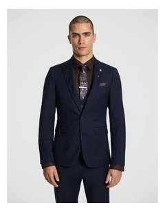Atlas Wool Blend Slim Suit Jacket in Navy