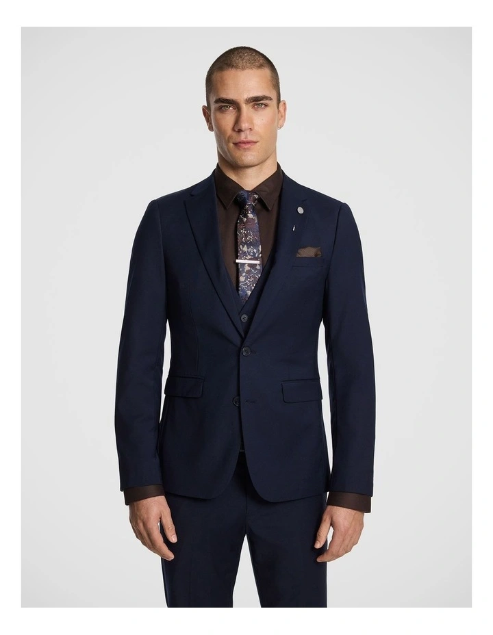 Atlas Wool Blend Slim Suit Jacket in Navy image 1