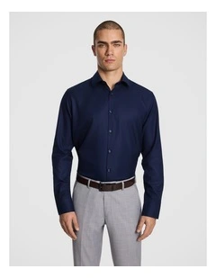Monaco Pure Cotton Textured Dress Shirt in Navy
