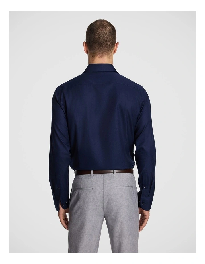 Monaco Pure Cotton Textured Dress Shirt in Navy image 2