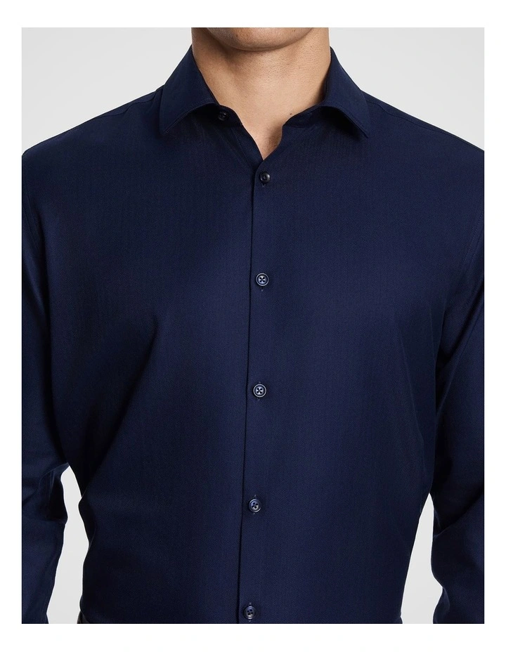 Monaco Pure Cotton Textured Dress Shirt in Navy image 3