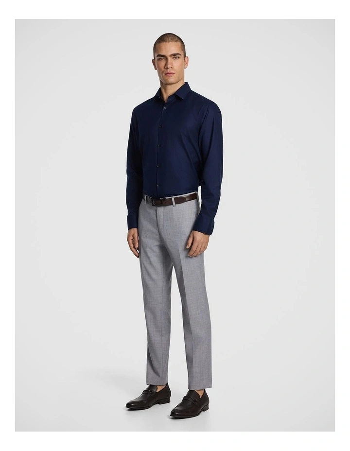 Monaco Pure Cotton Textured Dress Shirt in Navy image 4