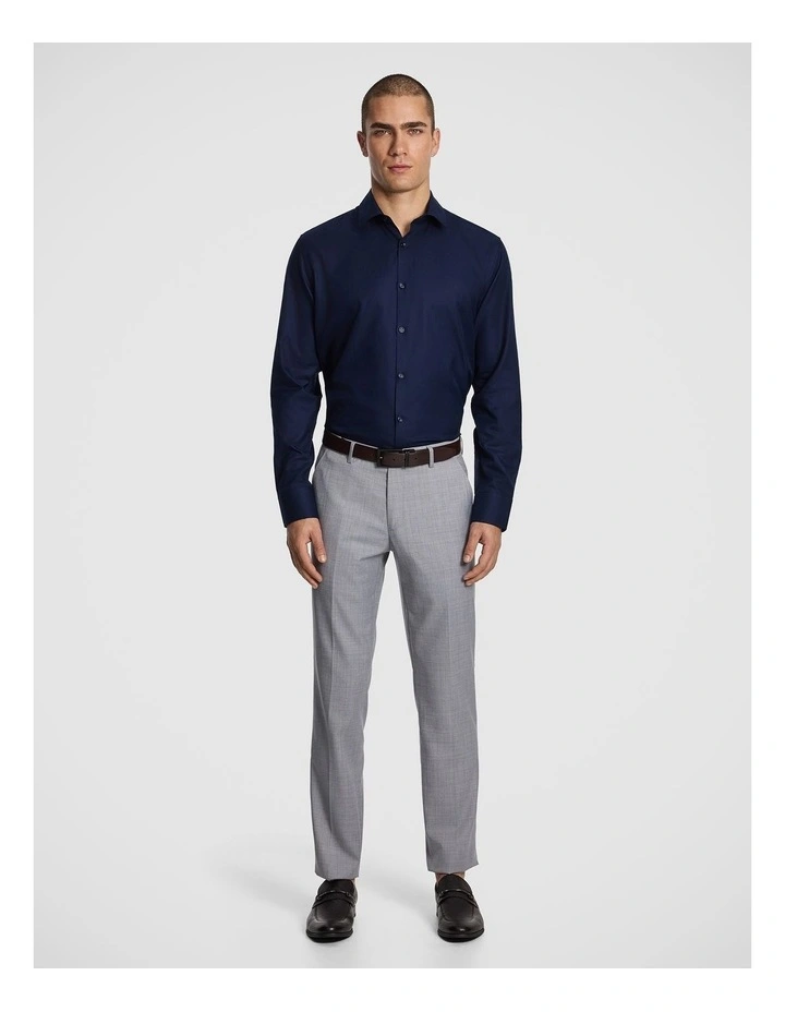 Monaco Pure Cotton Textured Dress Shirt in Navy image 5