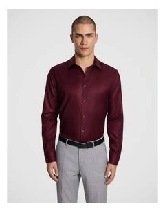 Maximum Two Ply Cotton Premium Slim Dress Shirt in Burgundy